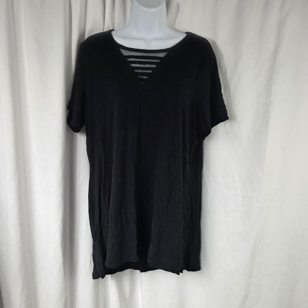 Leisure Dress Womens 14/16 Black Strappy Scoop Neck T-Shirt Casual Jersey Knit
